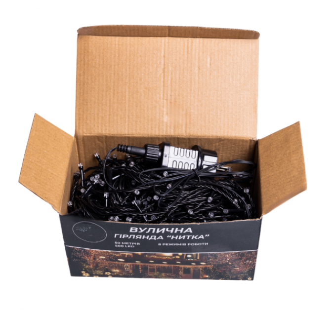 Гірлянда Нитка вулична 500 LED 50 м чорна, синій