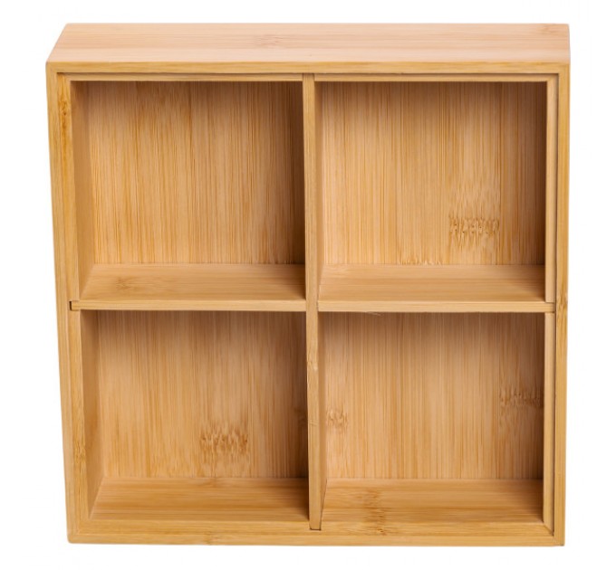 Менажниця бамбукова квадратна з кришкою 22*22*8 см