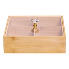 Менажниця бамбукова квадратна з кришкою 22*22*8 см