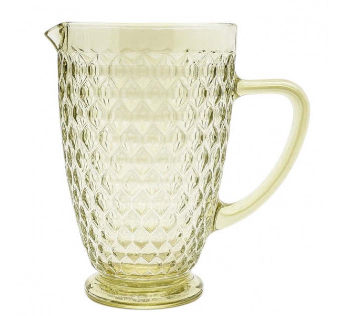 Глечик для напоїв 1,2 л рельєфний з товстого скла, зелений