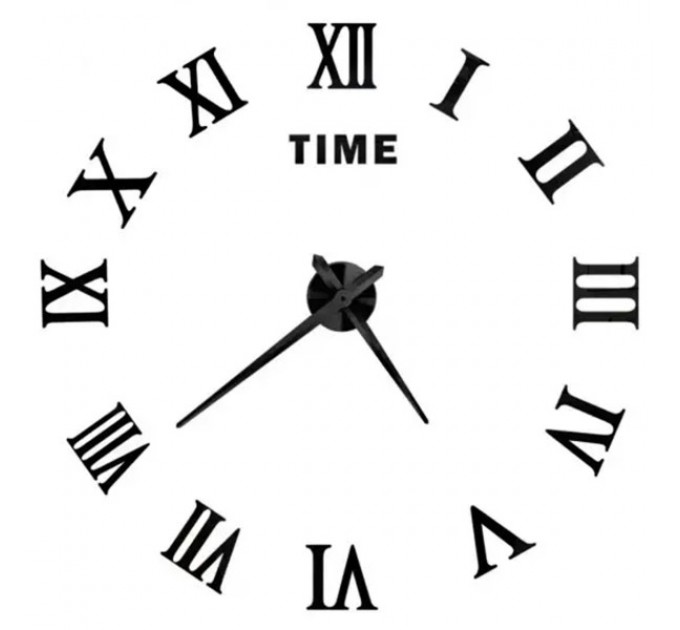 Часы 3-D настенные бескаркасные 12 см, черные