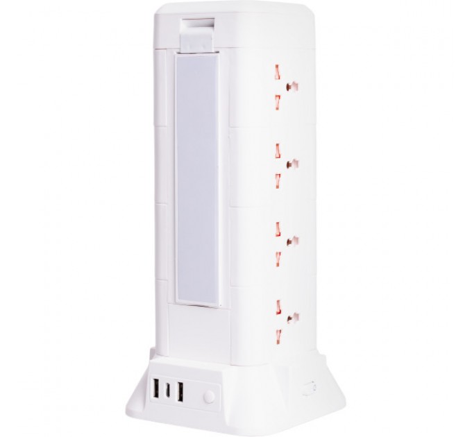 Мережевий фільтр-подовжувач TOWER 12 розеток LED-лампа 3USB + 1PD 4,8 метри