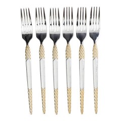 Набір столових вилок з нержавіючої сталі 6 штук, срібло з позолотою