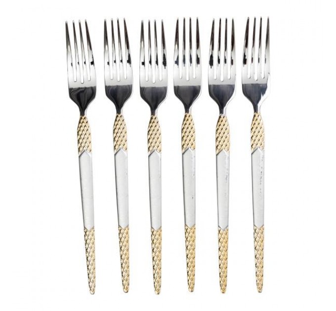 Набір столових вилок з нержавіючої сталі 6 штук, срібло з позолотою