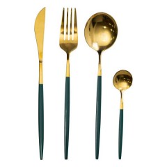 Набір столових приборів 24 предмети на 6 персон, зелений