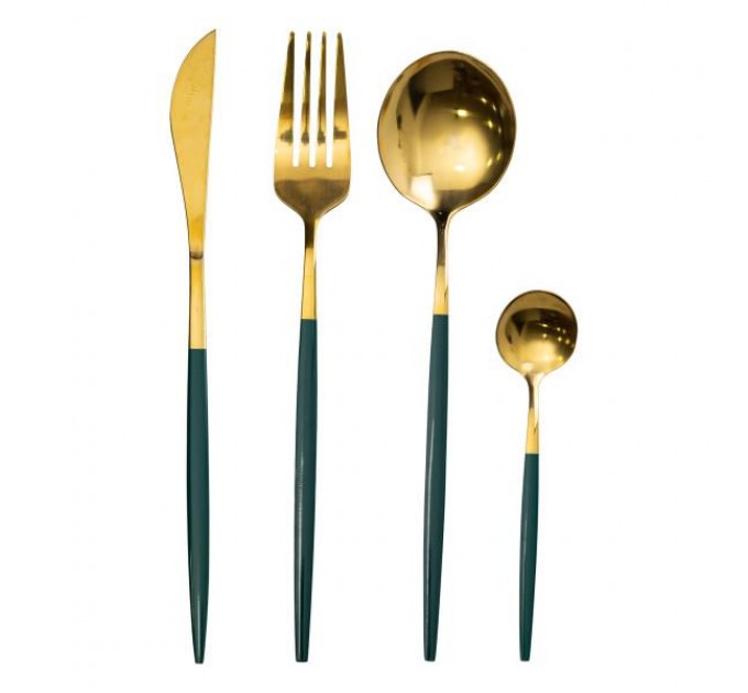 Набор столовых приборов 24 предмета на 6 персон, зеленый