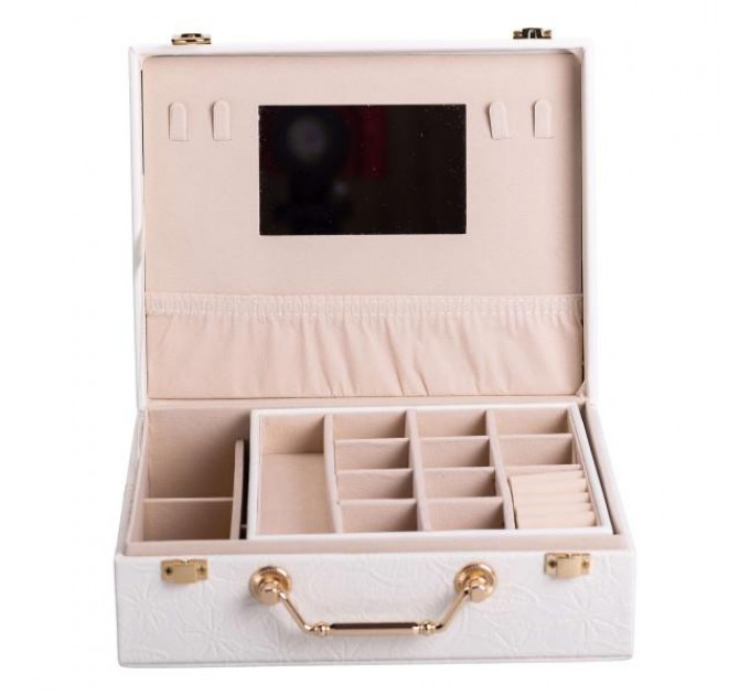 Кейс-органайзер для украшений с накидными замками 24х18, 5х8, 5 см, белый