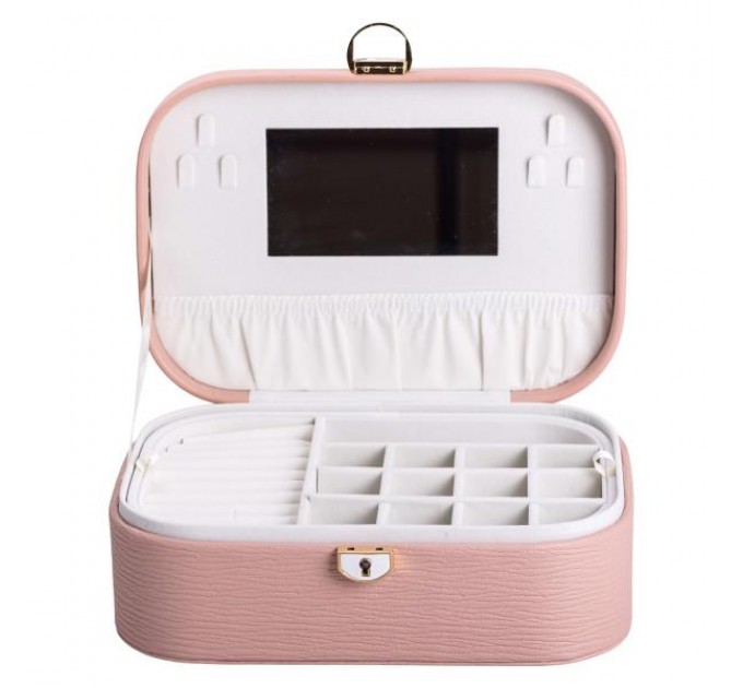 Ящик-органайзер для украшений с замком 26х18х9,5 см, розовый Ящик-органайзер для украшений с замком 26х18х9,5 см, розовый