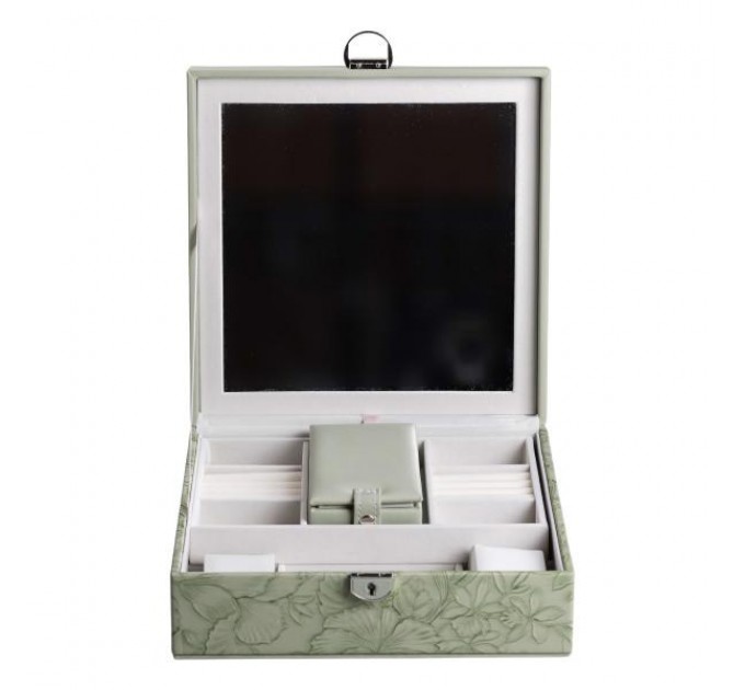 Скринька-органайзер для прикрас із замком 25х25х8,5 см, оливковий