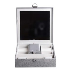 Скринька-органайзер для прикрас із замком 25х25х8,5 см, сірий