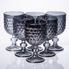 Набір келихів для вина 6 штук по 220 мл рельєфні, сірий Набір келихів для вина 6 штук по 220 мл рельєфні, сірий