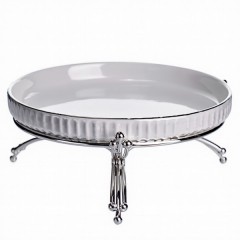 Блюдо сервірувальне порцелянове 20 см на підставці, золото