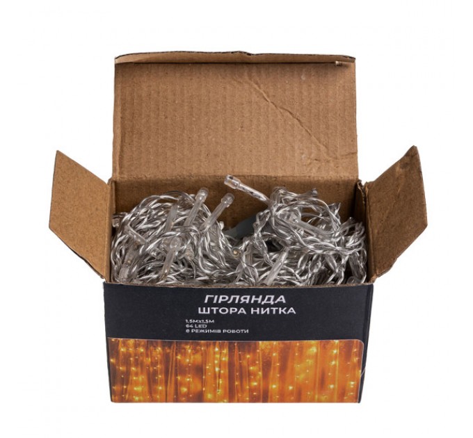 Гирлянда Штора 64 LED 1,5х1,5м, желтый