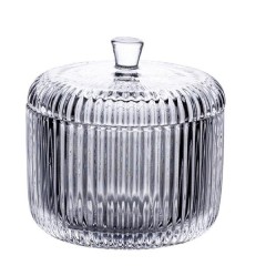 Цукерниця склянна вінтажна зі скляною кришкою
