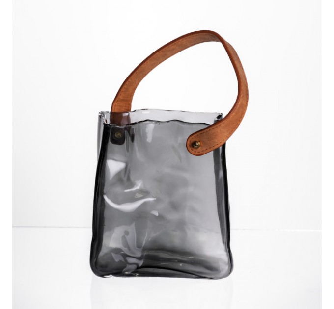 Ваза для квітів та декору Сумочка 1 л, димчастий сірий