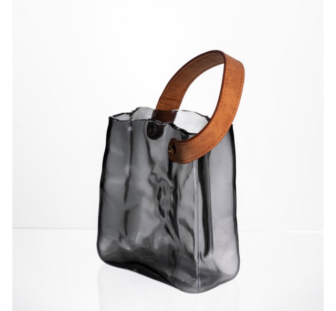 Ваза для квітів та декору Сумочка 1 л, димчастий сірий