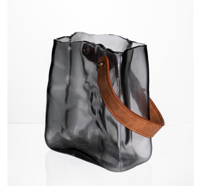 Ваза для квітів та декору Сумочка 1 л, димчастий сірий