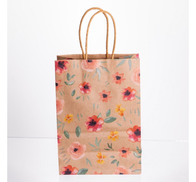 Подарунковий пакет 15*8*21 см крафтовий 12 штук в упаковці, червоний