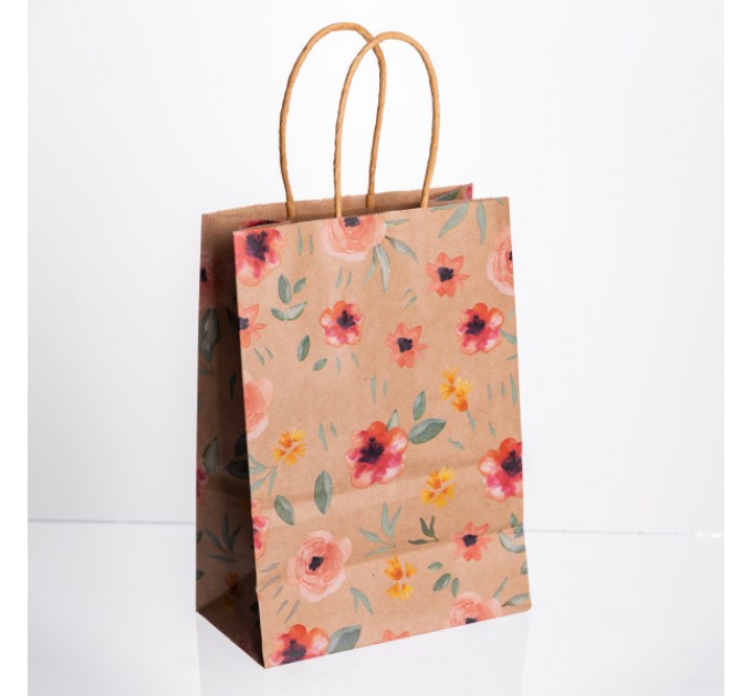 Подарунковий пакет 15*8*21 см крафтовий 12 штук в упаковці, червоний