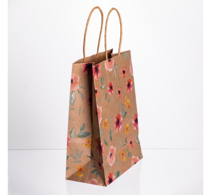 Подарунковий пакет 15*8*21 см крафтовий 12 штук в упаковці, червоний