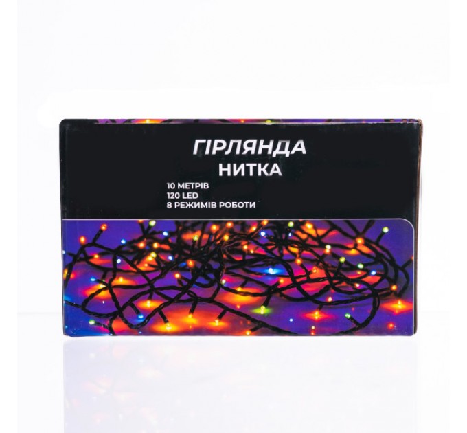 Гірлянда Нитка 120 LED 10 м чорна, білий