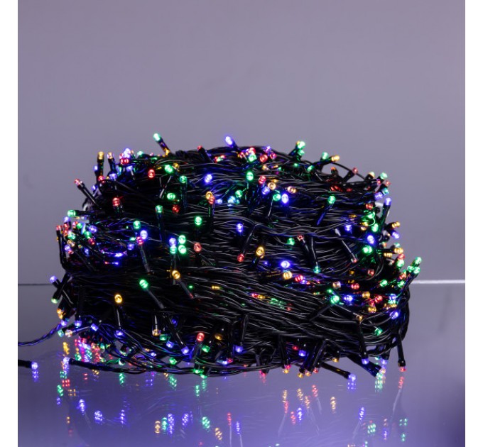 Гірлянда Нитка вулична 1000 LED 100 м чорна, мультиколор