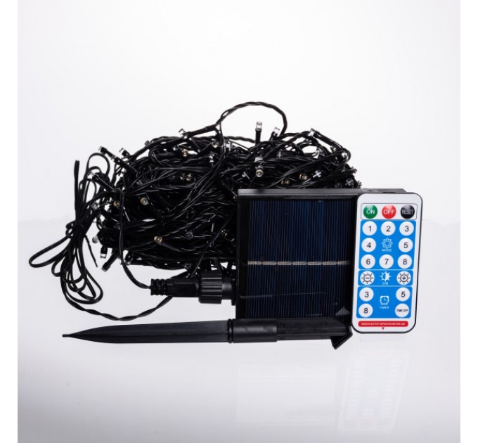 Гирлянда Нить уличная 300 LED 30 м на солнечной батарее черная, желтая