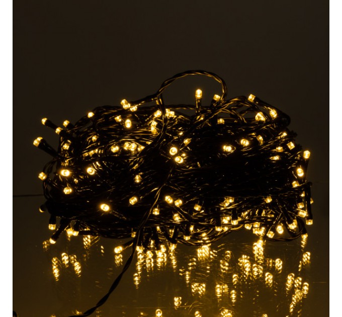 Гирлянда Нить уличная 300 LED 30 м на солнечной батарее черная, желтая