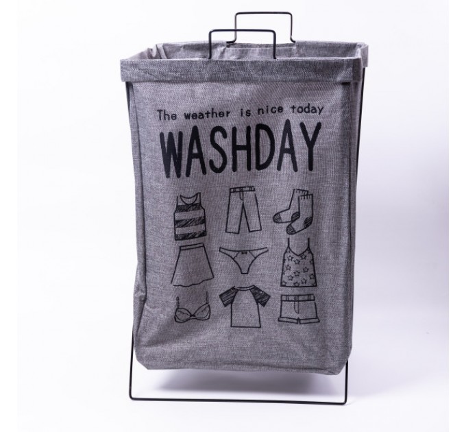 Корзина для белья с алюминиевым каркасом 36*32*52 см, серая