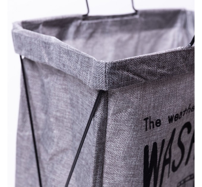 Корзина для белья с алюминиевым каркасом 36*32*52 см, серая