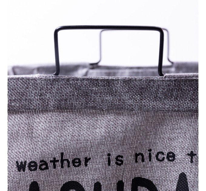 Корзина для белья с алюминиевым каркасом 36*32*52 см, серая