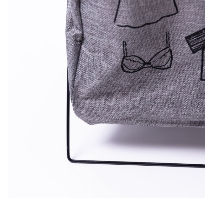 Корзина для белья с алюминиевым каркасом 36*32*52 см, серая