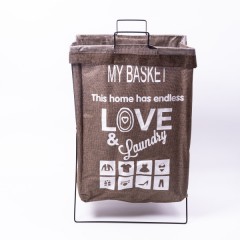Кошик для білизни з алюмінієвим каркасом 36*32*52 см, коричневий