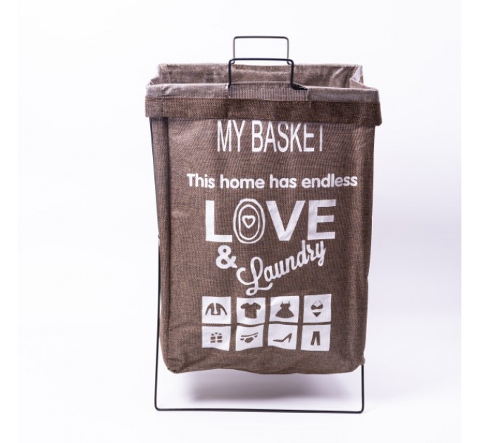 Кошик для білизни з алюмінієвим каркасом 36*32*52 см, коричневий Кошик для білизни з алюмінієвим каркасом 36*32*52 см, коричневий