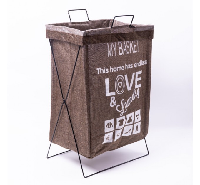 Кошик для білизни з алюмінієвим каркасом 36*32*52 см, коричневий