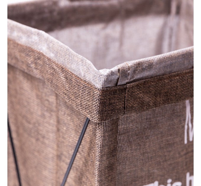 Кошик для білизни з алюмінієвим каркасом 36*32*52 см, коричневий