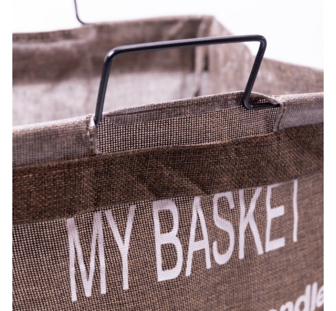 Кошик для білизни з алюмінієвим каркасом 36*32*52 см, коричневий