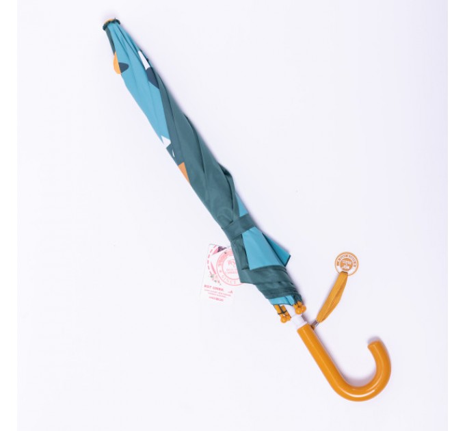 Дитяча парасоля-тростина механічна з 3D-хвостом складна 89 см, зелений