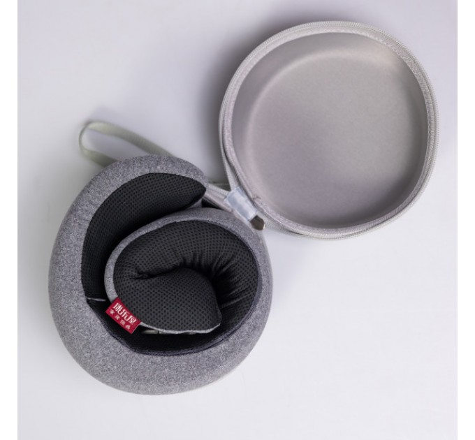 Подушка для шиї U-подібна з кейсом для зберігання, світло-сірий