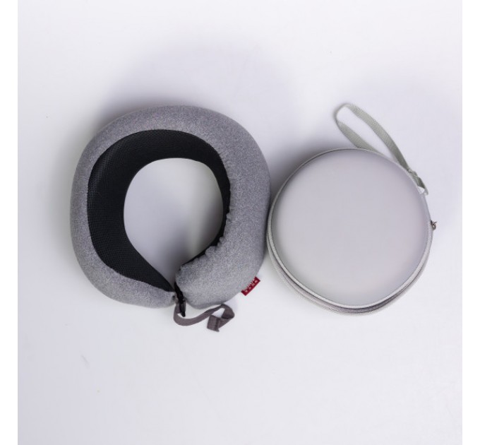 Подушка для шиї U-подібна з кейсом для зберігання, світло-сірий