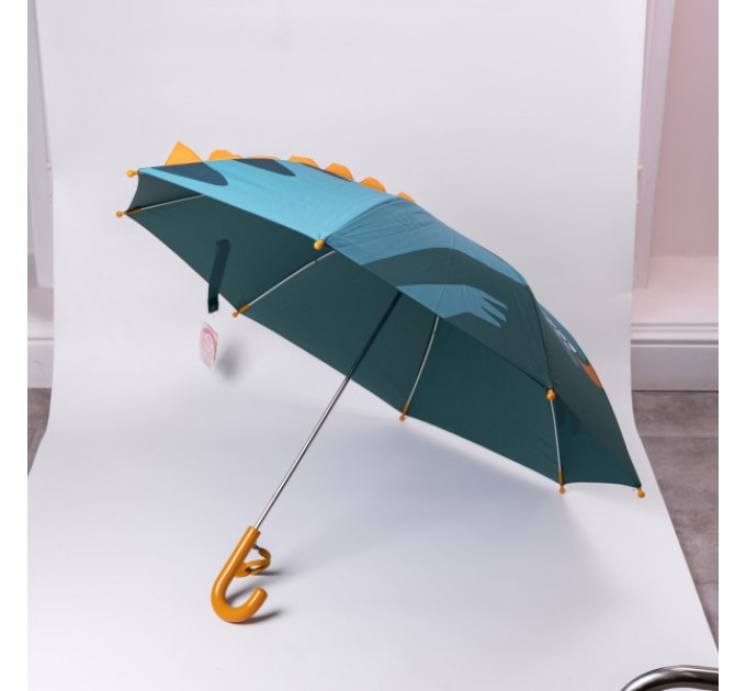 Дитяча парасоля-тростина механічна з 3D-хвостом складна 89 см, зелений
