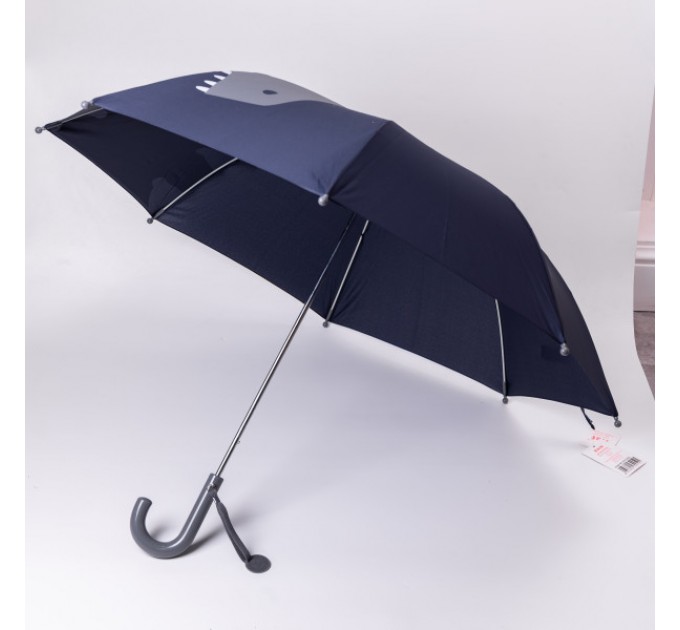 Дитяча парасоля-тростина механічна з 3D-хвостом складна 89 см, синій