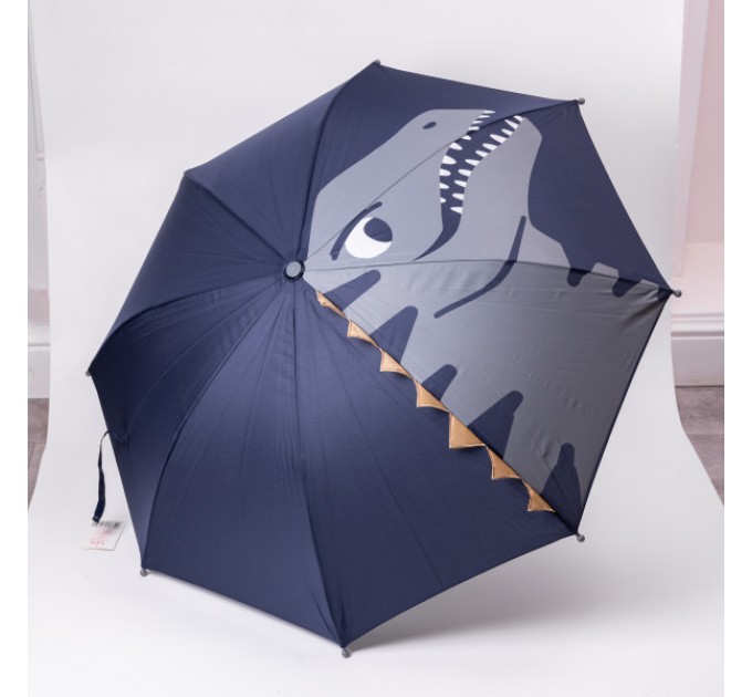 Дитяча парасоля-тростина механічна з 3D-хвостом складна 89 см, синій