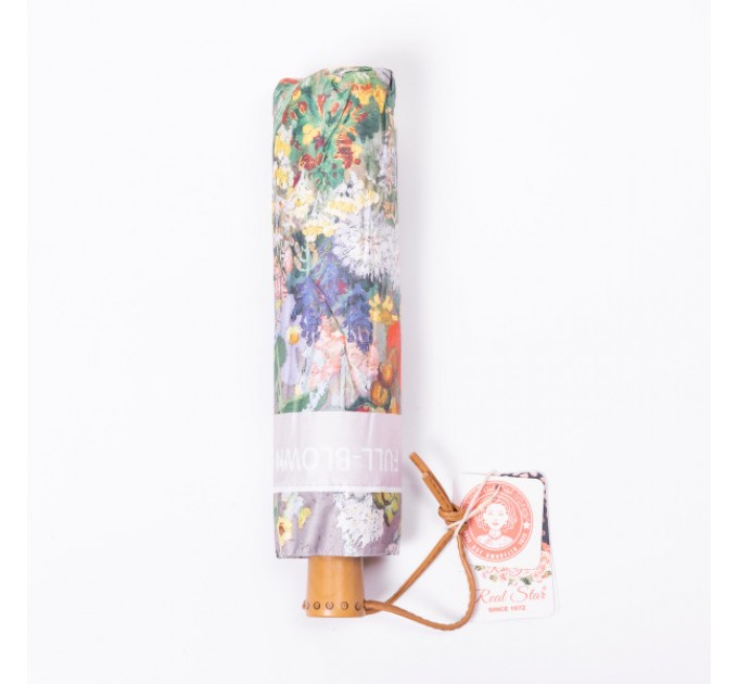 Парасоля механічна складна 99 см з квітковим принтом, рожевий