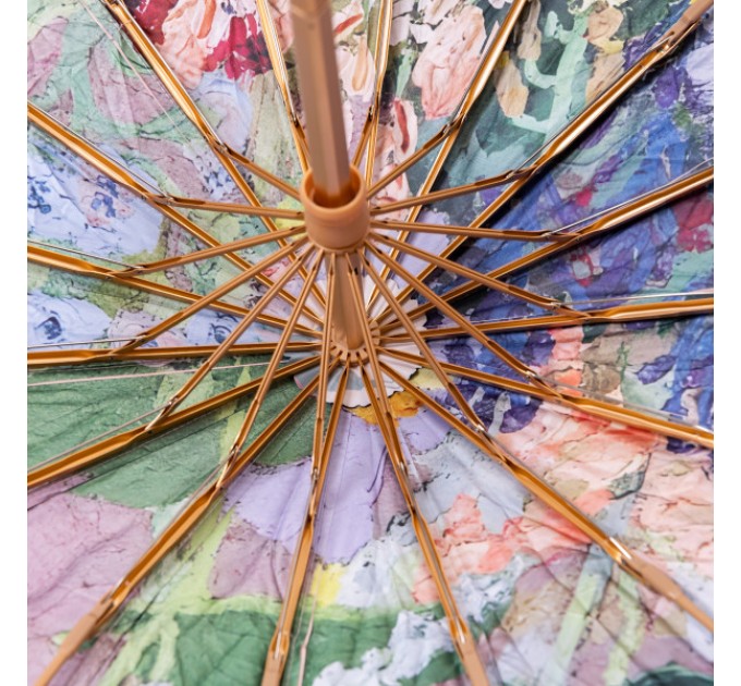 Парасоля механічна складна 99 см з квітковим принтом, рожевий