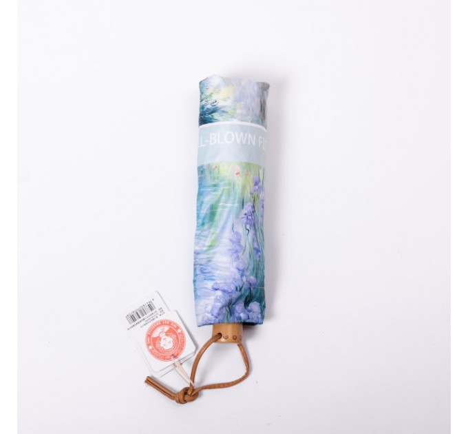 Парасоля механічна складна 99 см з квітковим принтом, блакитний