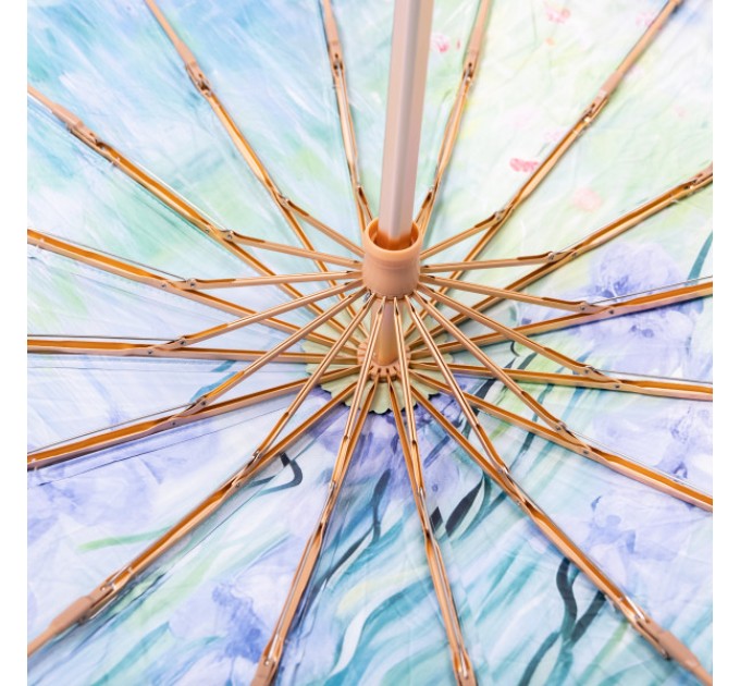 Парасоля механічна складна 99 см з квітковим принтом, блакитний