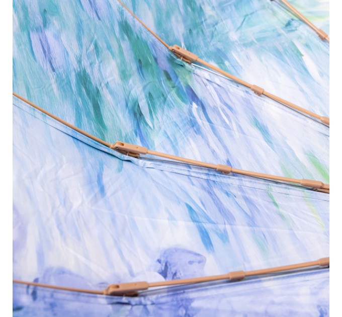 Парасоля механічна складна 99 см з квітковим принтом, блакитний