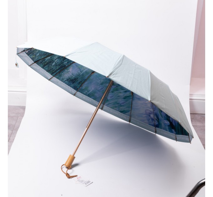 Парасоля механічна складна 99 см з квітковим принтом, блакитний