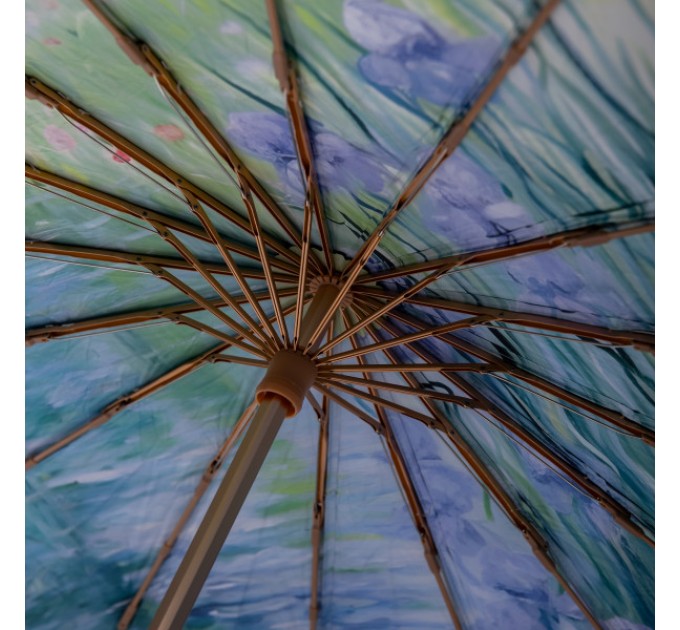 Парасоля механічна складна 99 см з квітковим принтом, блакитний